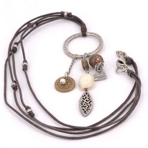 Silpada Mixed Metals Howlite Pearl 
Leather Boho Charm Necklace